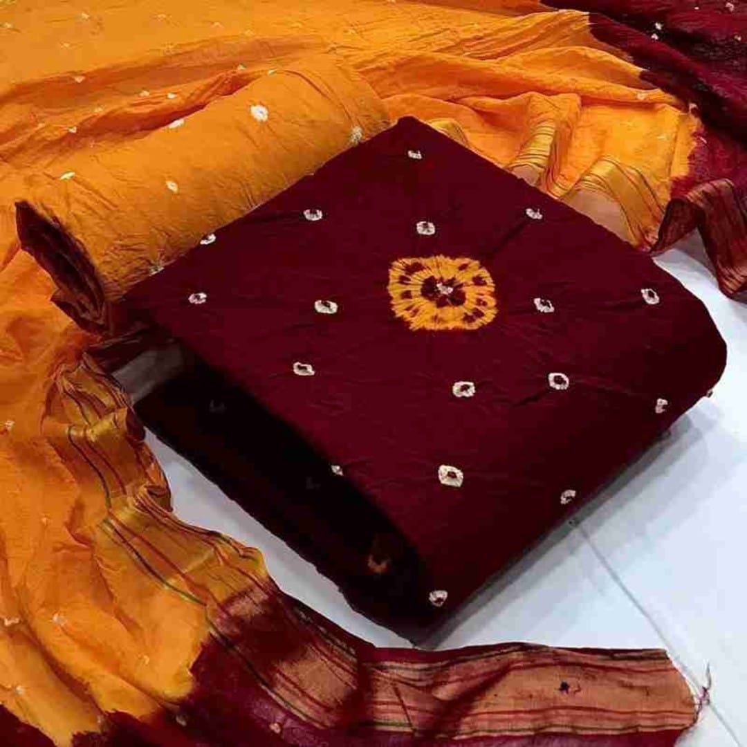 আনস্টিচ প্রিমিয়াম কটন চুনরি বাটিক থ্রি পিস